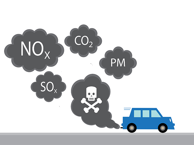 main diesel exhaust pollutants from a car